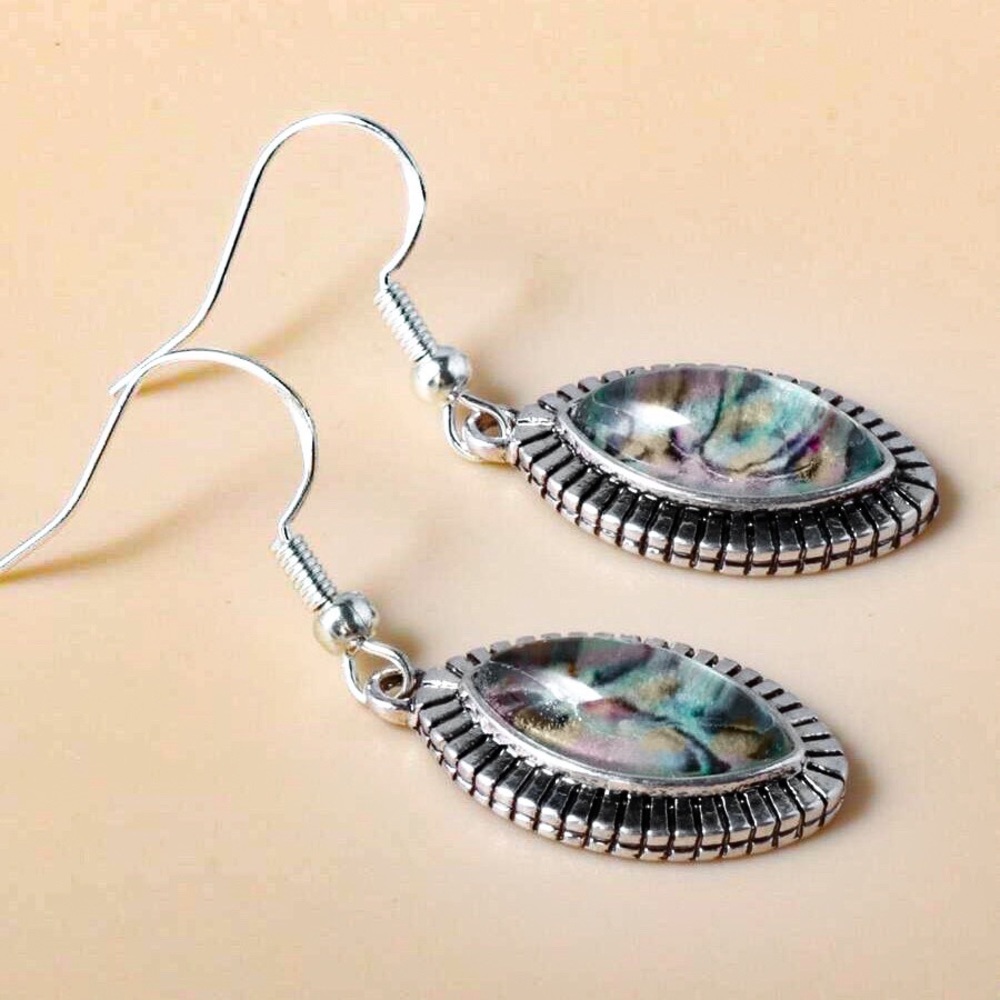 Any 2/$20! Silver Abalone Obelisk Drop Earrings - Picture 3 of 6